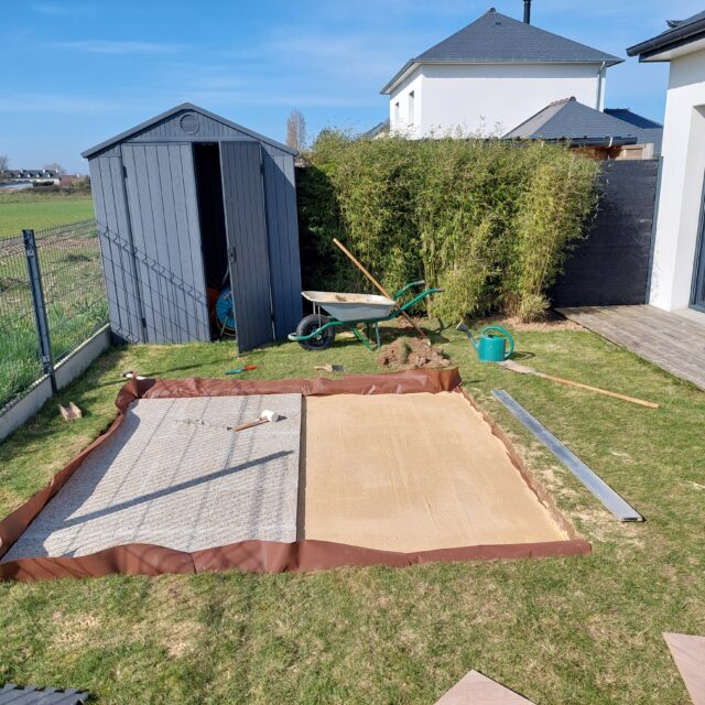 pose des premiéres dalles de béton